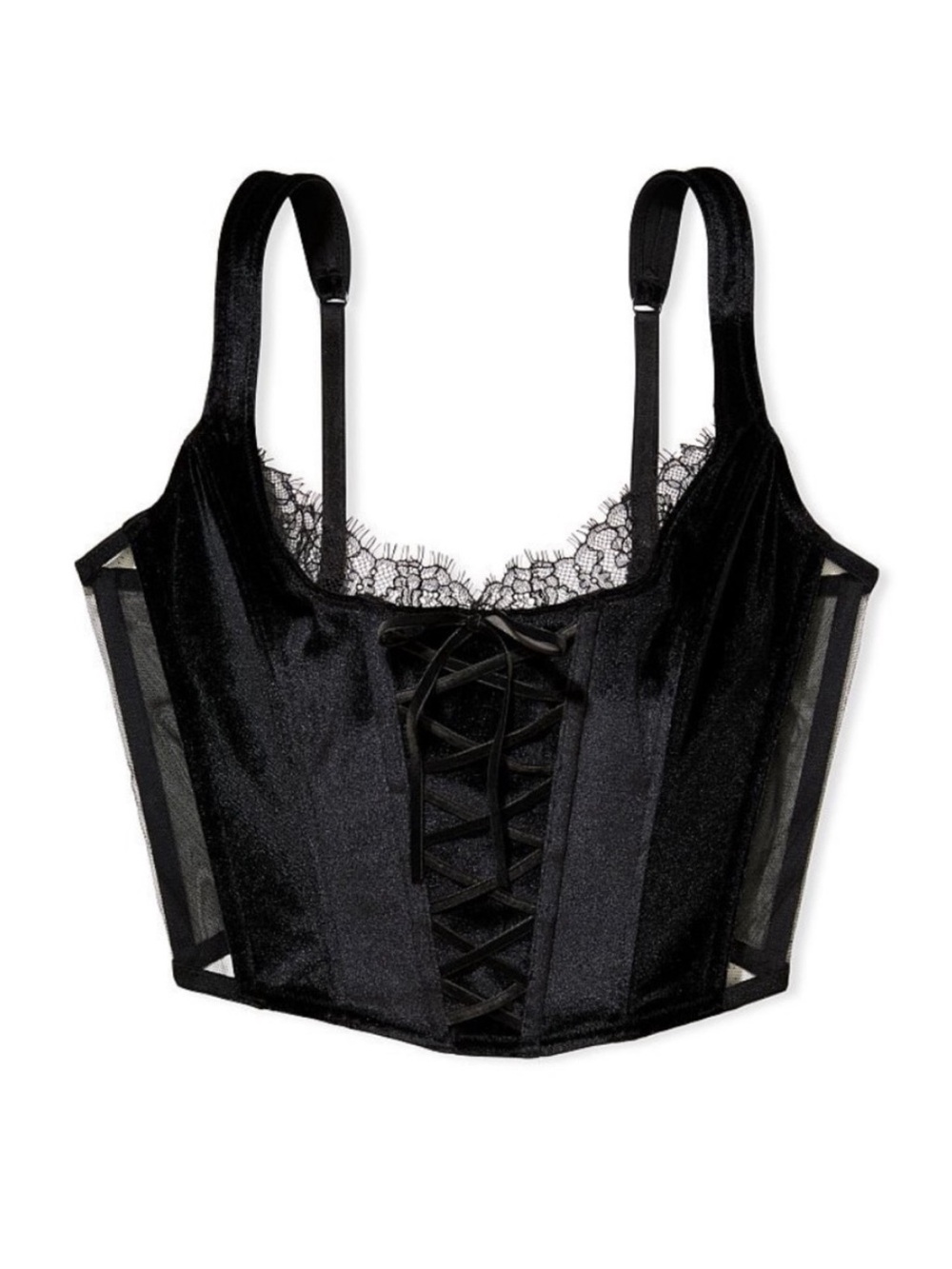 Victoria’s Secret Dream Angels Black Velvet & Lace Corset Bustier Style Bra Top